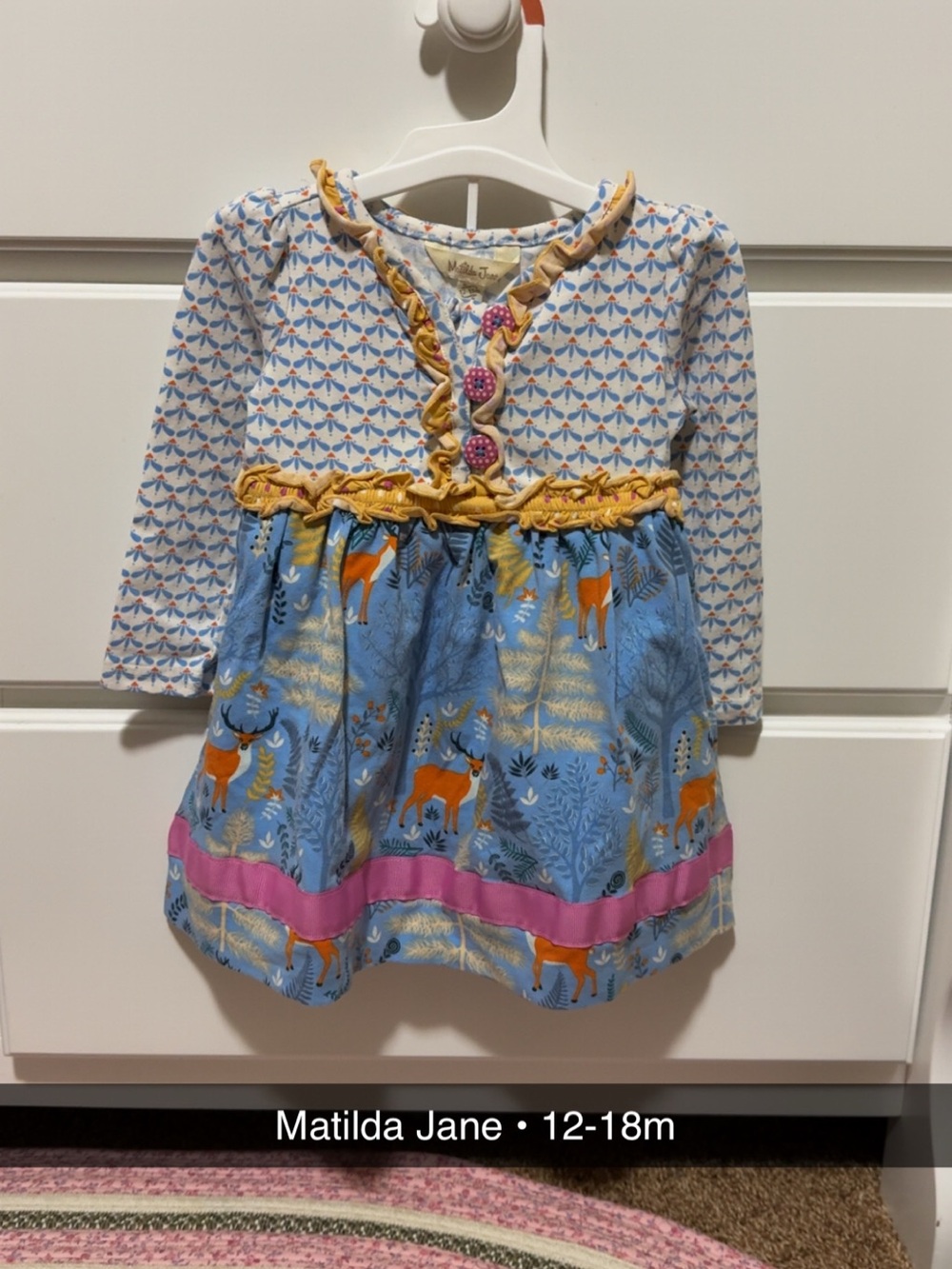 Matilda Jane dress w/bloomers 12-18m